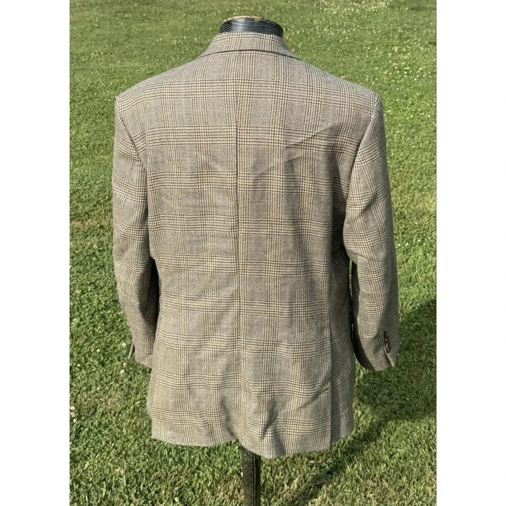Lauren Ralph Lauren Blazer Mens 44R Gray Lambswool Plaid Tweed Sport Coat
